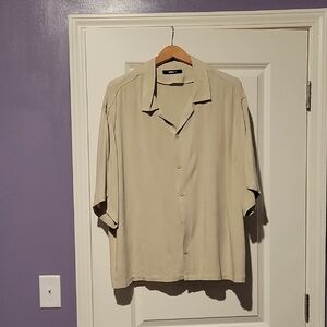 Men's Beige Casual Button Down Shirt